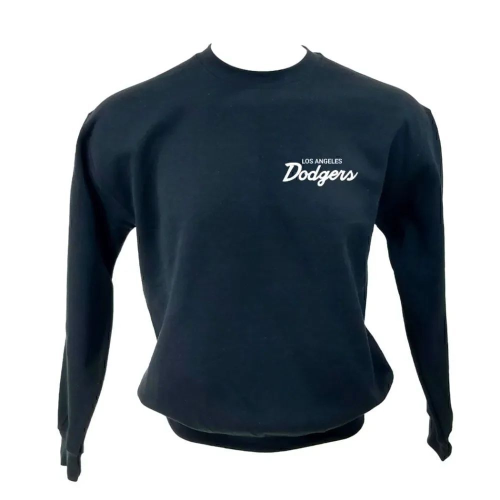 LOS ANGELES DODGERS Double Script Retro Logo MLB Pullover Crewneck, Sweatshirt